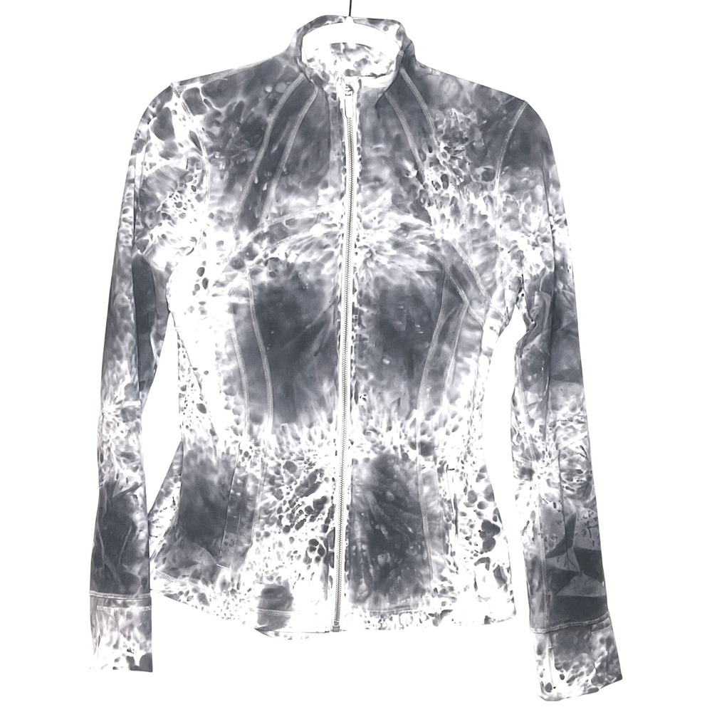LULULEMON women's DEFINE LUX LUXTREME marble tie dye jacket zip gray white‎ sz 8